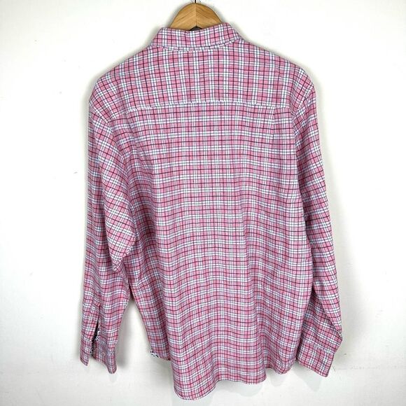 Tommy Bahama Linen Sorona Pink Plaid Button Up Shirt Men’s L EUC - Picture 7 of 11